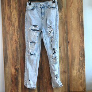 Cello Super Distressed High Rise Mom Jean Women's Jeans 9
